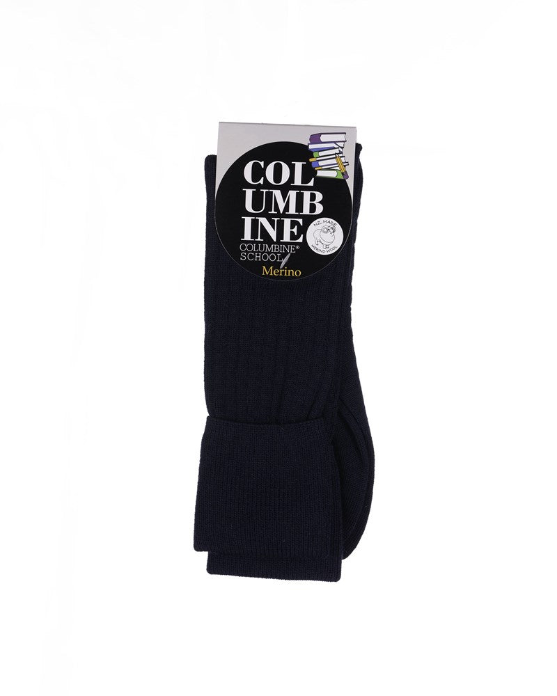 Ahutoetoe Knee High Socks Navy - Merino (1 Pair) - Columbine